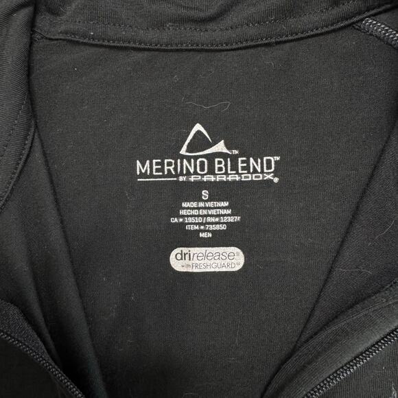 PARADOX Merino Blend Black 1/4 Zip Mens Pullover Long Sleeve Size Small Wool - Picture 3 of 7